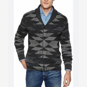 Lucky Brand Southwestern Aztec Print Shawl Collar Thick Cotton Cardigan